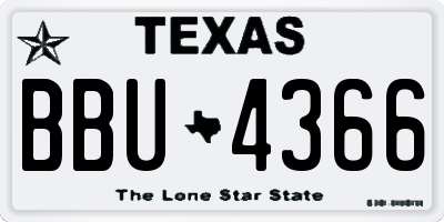 TX license plate BBU4366