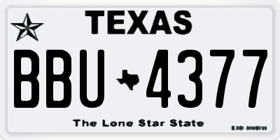 TX license plate BBU4377