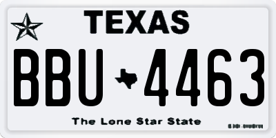 TX license plate BBU4463