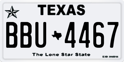 TX license plate BBU4467