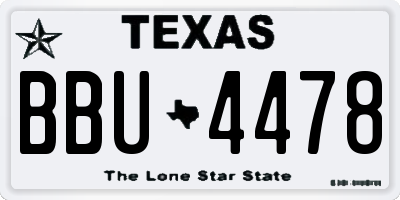 TX license plate BBU4478