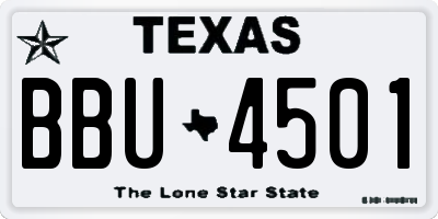 TX license plate BBU4501