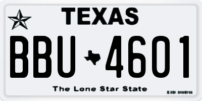 TX license plate BBU4601