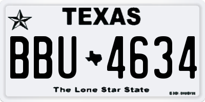 TX license plate BBU4634