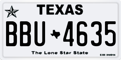 TX license plate BBU4635