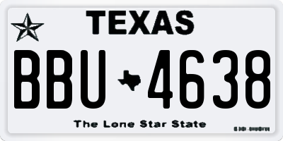TX license plate BBU4638