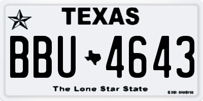 TX license plate BBU4643