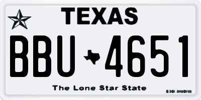 TX license plate BBU4651