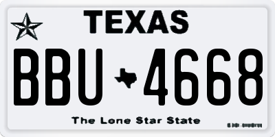 TX license plate BBU4668
