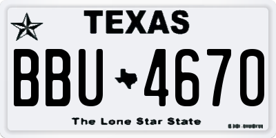 TX license plate BBU4670