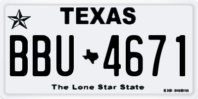 TX license plate BBU4671