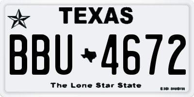 TX license plate BBU4672