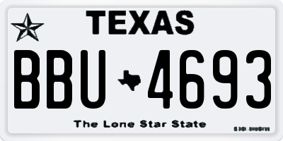 TX license plate BBU4693