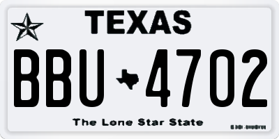 TX license plate BBU4702