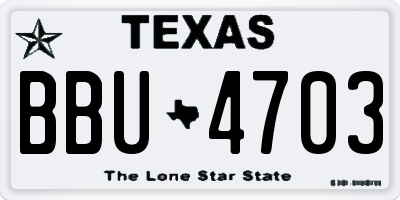 TX license plate BBU4703