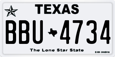 TX license plate BBU4734