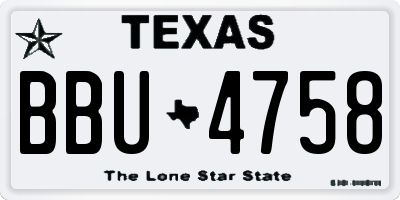 TX license plate BBU4758
