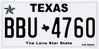 TX license plate BBU4760