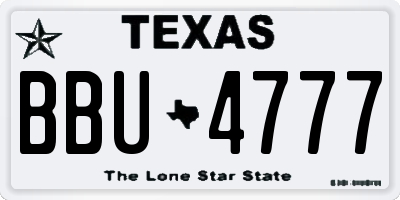 TX license plate BBU4777