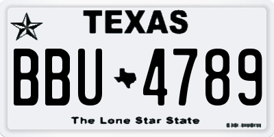 TX license plate BBU4789
