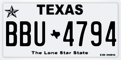 TX license plate BBU4794
