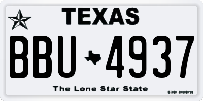 TX license plate BBU4937
