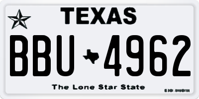 TX license plate BBU4962