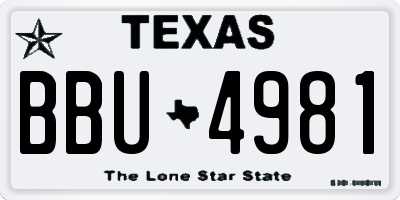 TX license plate BBU4981