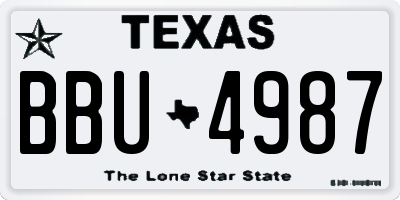 TX license plate BBU4987