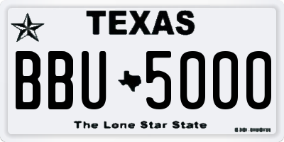 TX license plate BBU5000