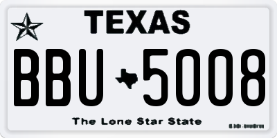 TX license plate BBU5008