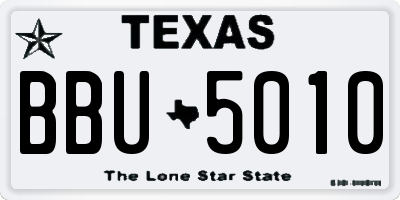TX license plate BBU5010