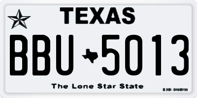TX license plate BBU5013