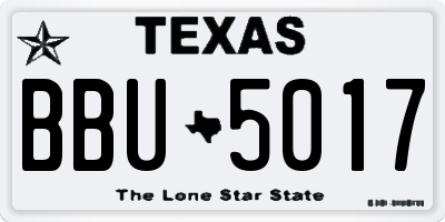 TX license plate BBU5017