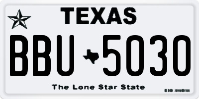 TX license plate BBU5030