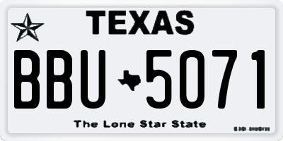 TX license plate BBU5071