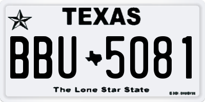 TX license plate BBU5081