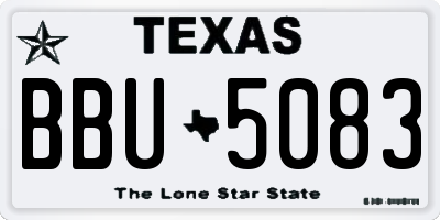 TX license plate BBU5083