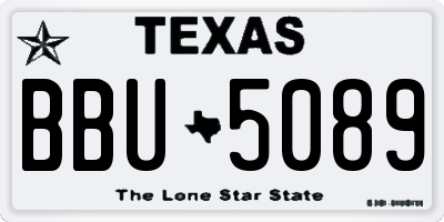TX license plate BBU5089