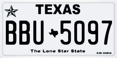 TX license plate BBU5097