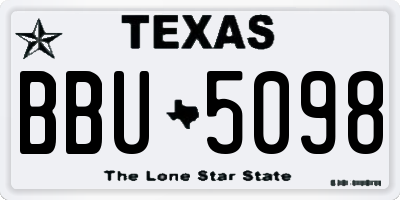 TX license plate BBU5098