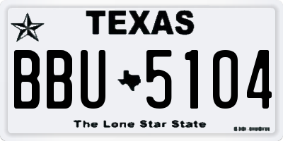 TX license plate BBU5104
