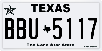TX license plate BBU5117