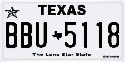 TX license plate BBU5118
