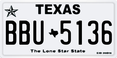 TX license plate BBU5136