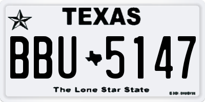 TX license plate BBU5147