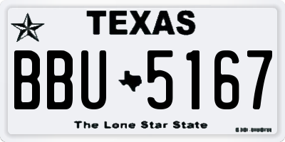 TX license plate BBU5167