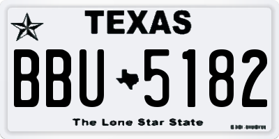 TX license plate BBU5182