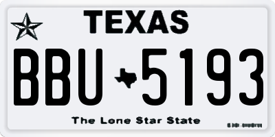 TX license plate BBU5193