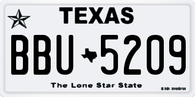 TX license plate BBU5209